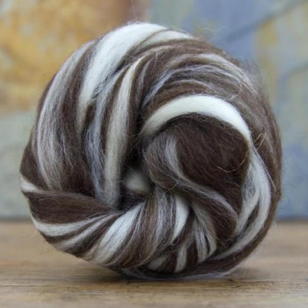 Yin Yang Natural Blend of Corriedale Wool Roving (8 Ounces) | Cleaned and Combed Core Wool-Wool Roving-Revolution Fibers-Revolution Fibers