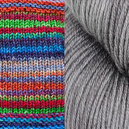 Synchronicity Shawl Kit | Yarn Art Using the Mosaic Knitting Technique-Knitting Kits-Urth Yarns-4009 + Mint-Revolution Fibers