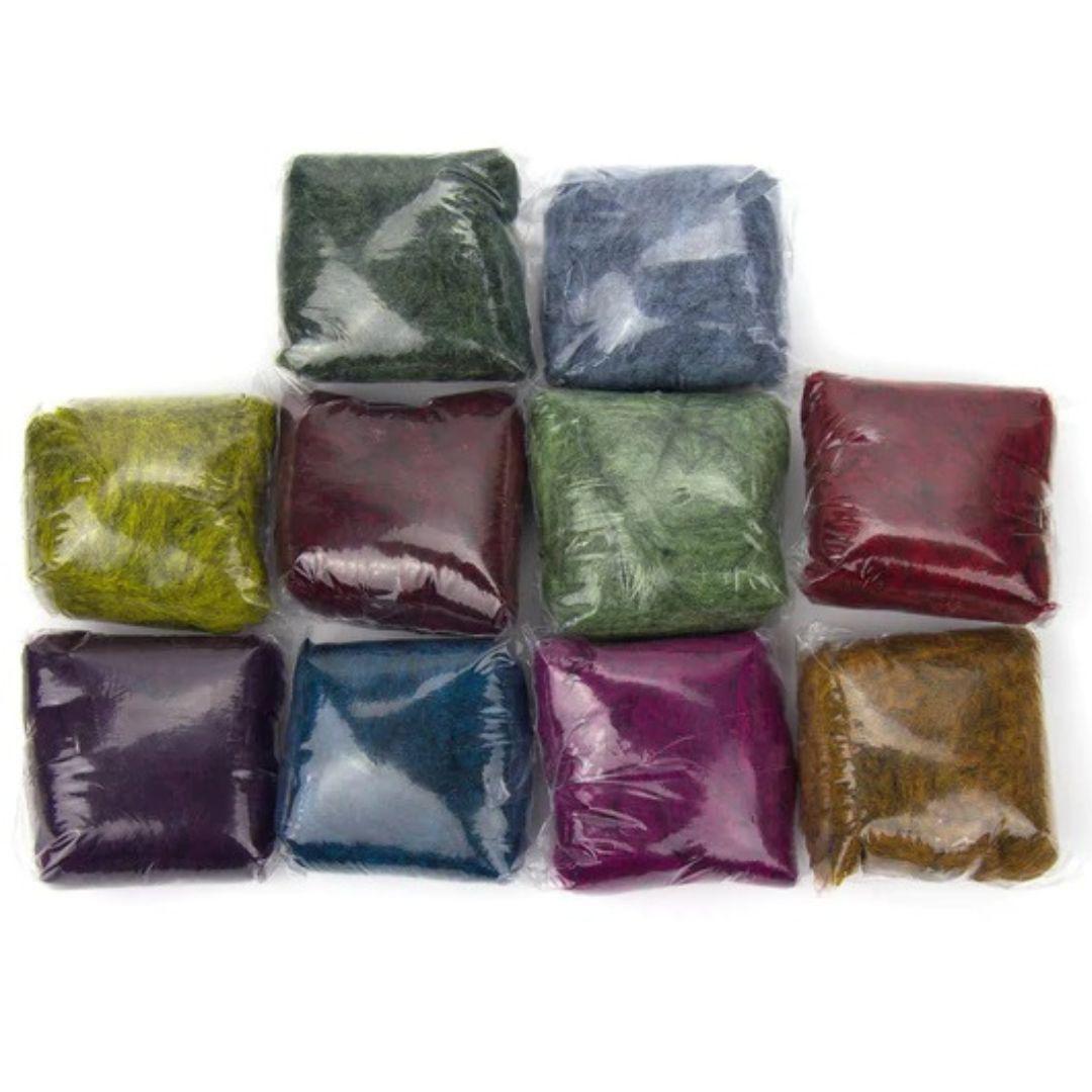 Himalayan Range Corriedale Wool Variety Pack | 10 Wondrous Colorways of Corriedale Carded Sliver-Wool Roving-Revolution Fibers-Revolution Fibers