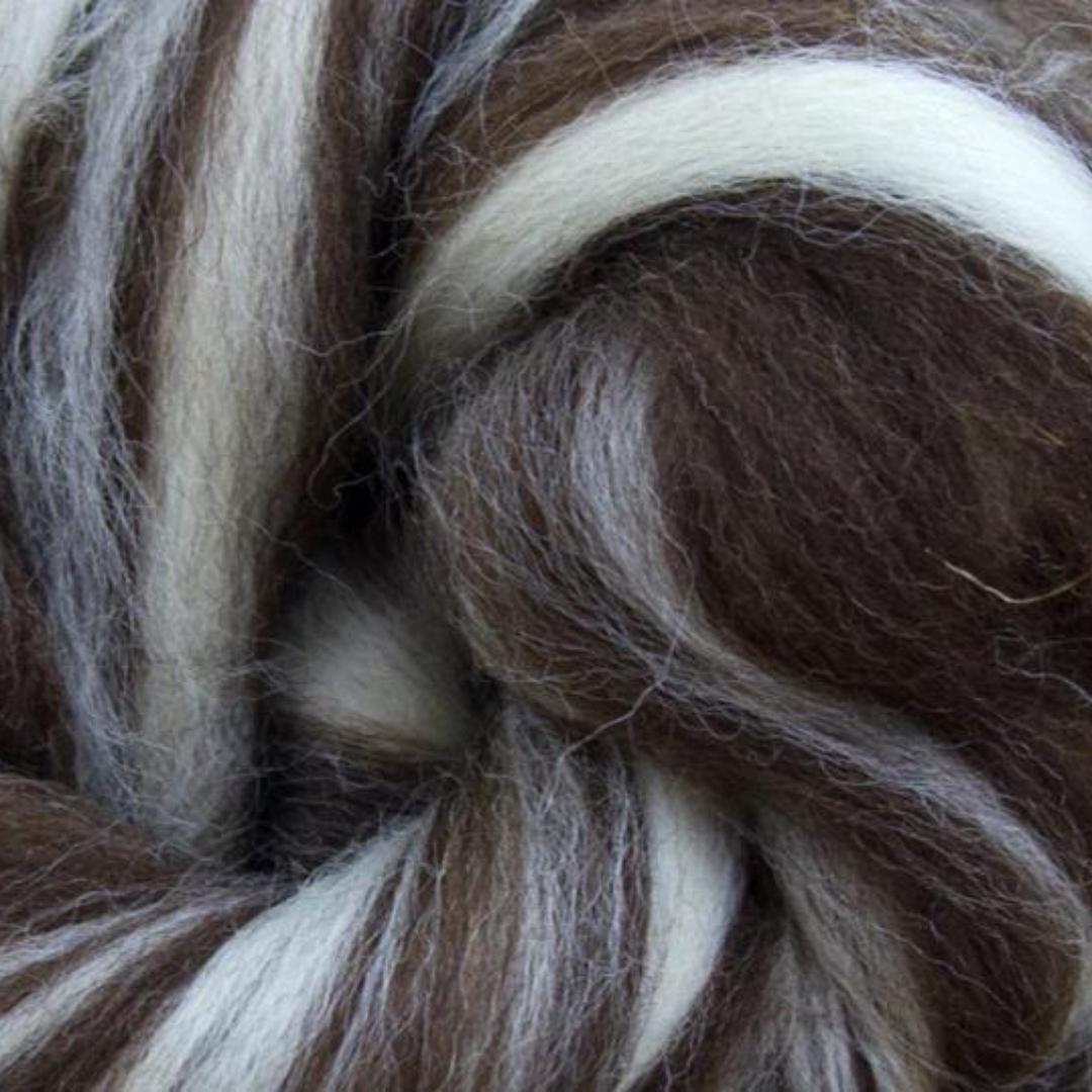 Yin Yang Natural Blend of Corriedale Wool Roving (8 Ounces) | Cleaned and Combed Core Wool-Wool Roving-Revolution Fibers-Revolution Fibers