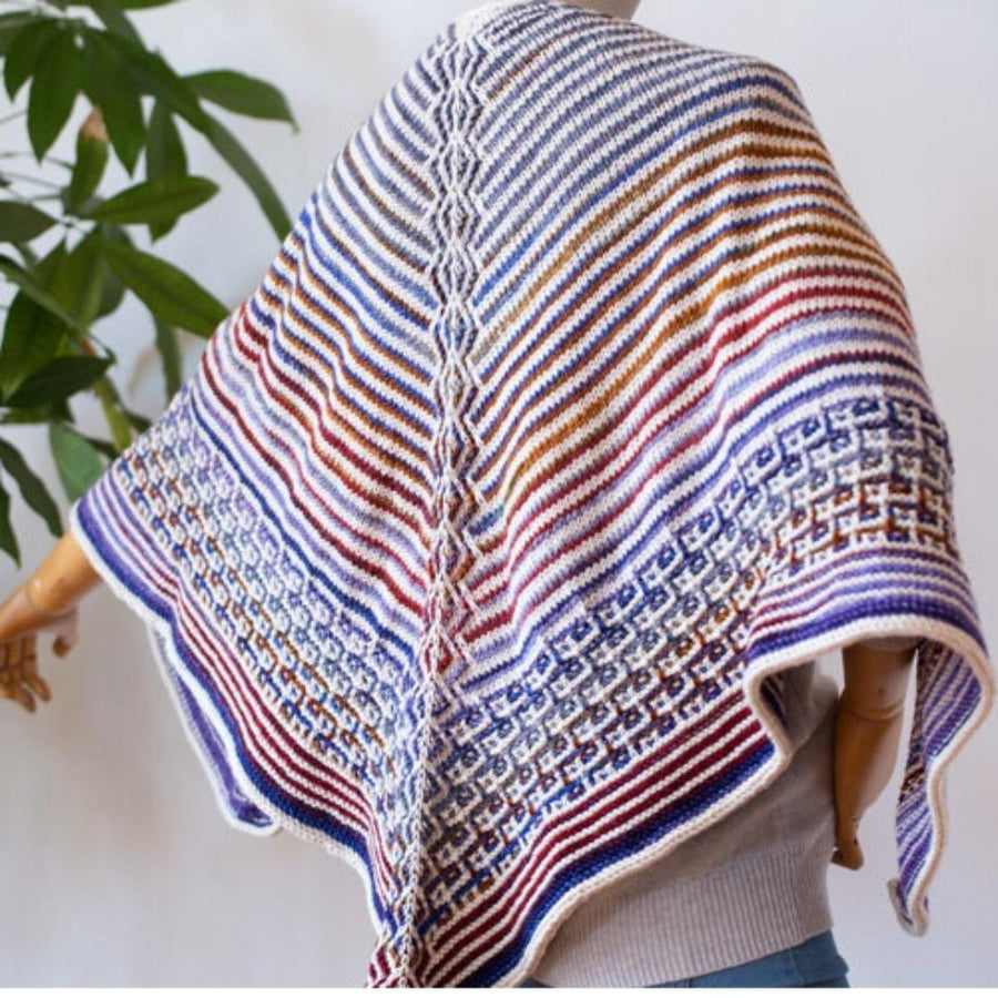 Synchronicity Shawl Kit | Yarn Art Using the Mosaic Knitting Technique-Knitting Kits-Urth Yarns-4005 + Indigo-Revolution Fibers