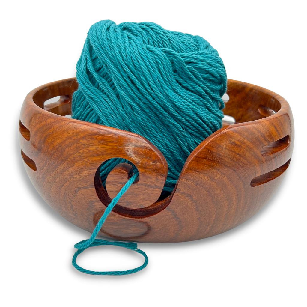 Ravel Wooden Yarn Bowl for Crocheting, Large Yarn Bowl for Knitting with  Rosewood Crochet Hook Set (1 x H-8 5mm, 1 x J-10 6mm), Knitting Gifts for