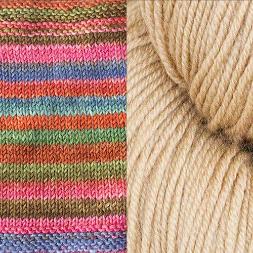 Synchronicity Shawl Kit | Yarn Art Using the Mosaic Knitting Technique-Knitting Kits-Urth Yarns-4011 + Hazelnut-Revolution Fibers