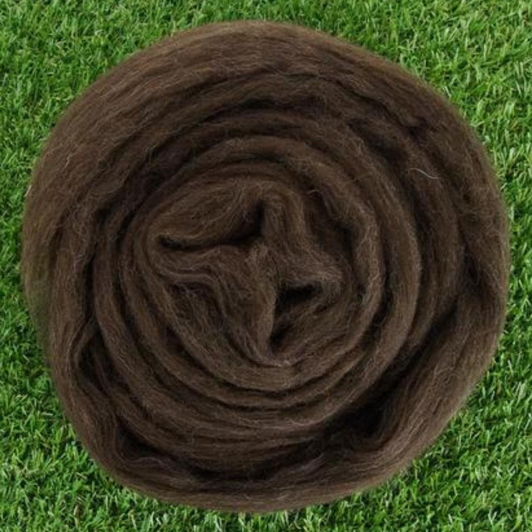 Corriedale Wool Roving Top (1 lb / 16 oz) | 28 Microns, Natural Brown Undyed, Cleaned and Combed Core Wool-Wool Roving-Revolution Fibers-Revolution Fibers
