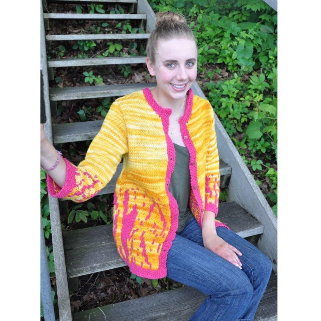 Morning Glory Sweater Coat Pattern - Lanaloft Worsted-Knitting Patterns-Brown Sheep Yarn-Revolution Fibers
