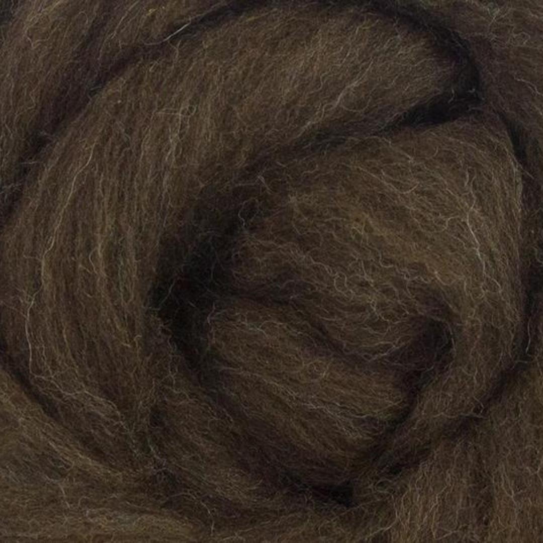 Corriedale Wool Roving Top (1 lb / 16 oz) | 28 Microns, Natural Brown Undyed, Cleaned and Combed Core Wool-Wool Roving-Revolution Fibers-Revolution Fibers
