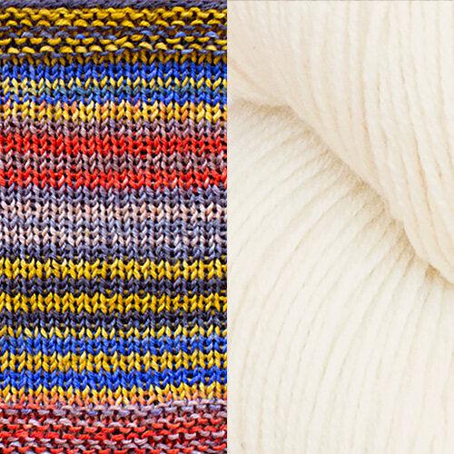 Synchronicity Shawl Kit | Yarn Art Using the Mosaic Knitting Technique-Knitting Kits-Urth Yarns-4015 + Ecru-Revolution Fibers