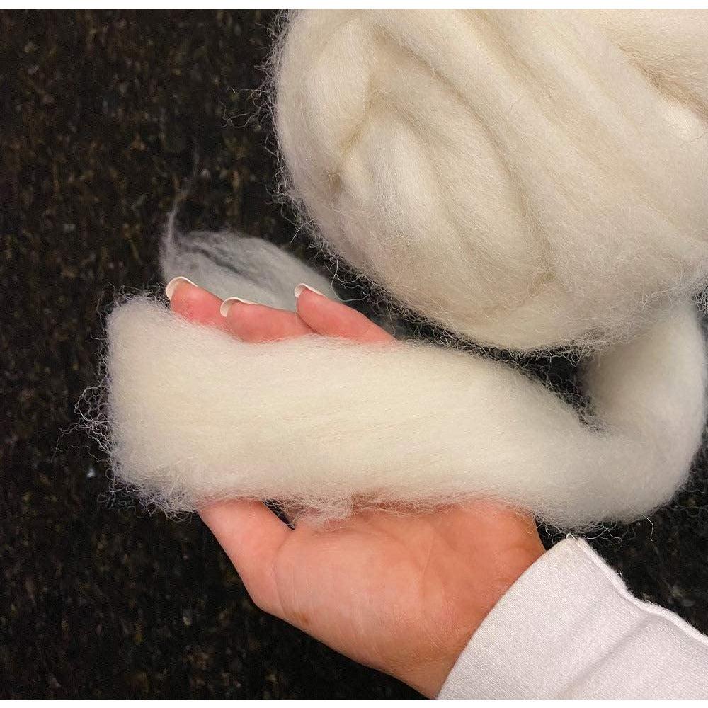  100% Natural Wool Roving Top, Un-Dyed Sand, 8 OZ Corriedale,  Made in South America, Best Core Wool for Needle Felting, Wet Felting,  Spinning, Dryer Balls, Stuffing, Big Yarn Roving, 29 Micron 
