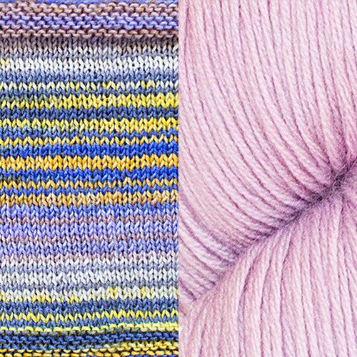 Synchronicity Shawl Kit | Yarn Art Using the Mosaic Knitting Technique-Knitting Kits-Urth Yarns-4016 + Blueberry-Revolution Fibers