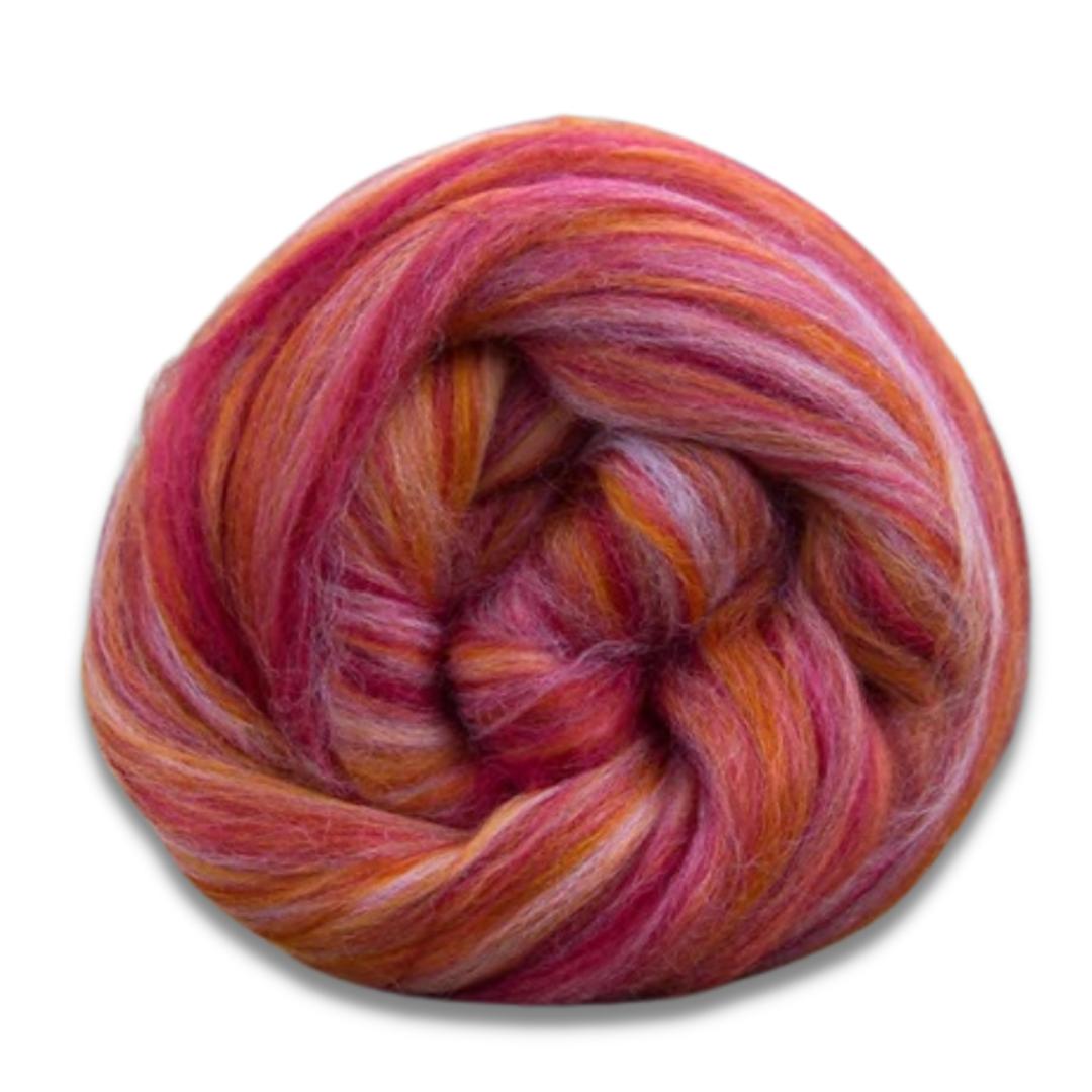 Bambino Range Roving (8 Ounces) | Tonal Blend of 85% Dyed Merino and 15% Dyed Bamboo-Wool Roving-Revolution Fibers-Bonnie Bee Pink-Revolution Fibers