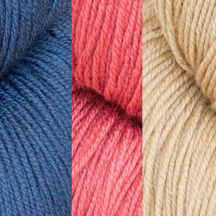 Divanyolu Shawl Kit | Yarn Art in Linen Stitch-Knitting Kits-Urth Yarns-Indigo + Cranberry + Hazelnut-Revolution Fibers