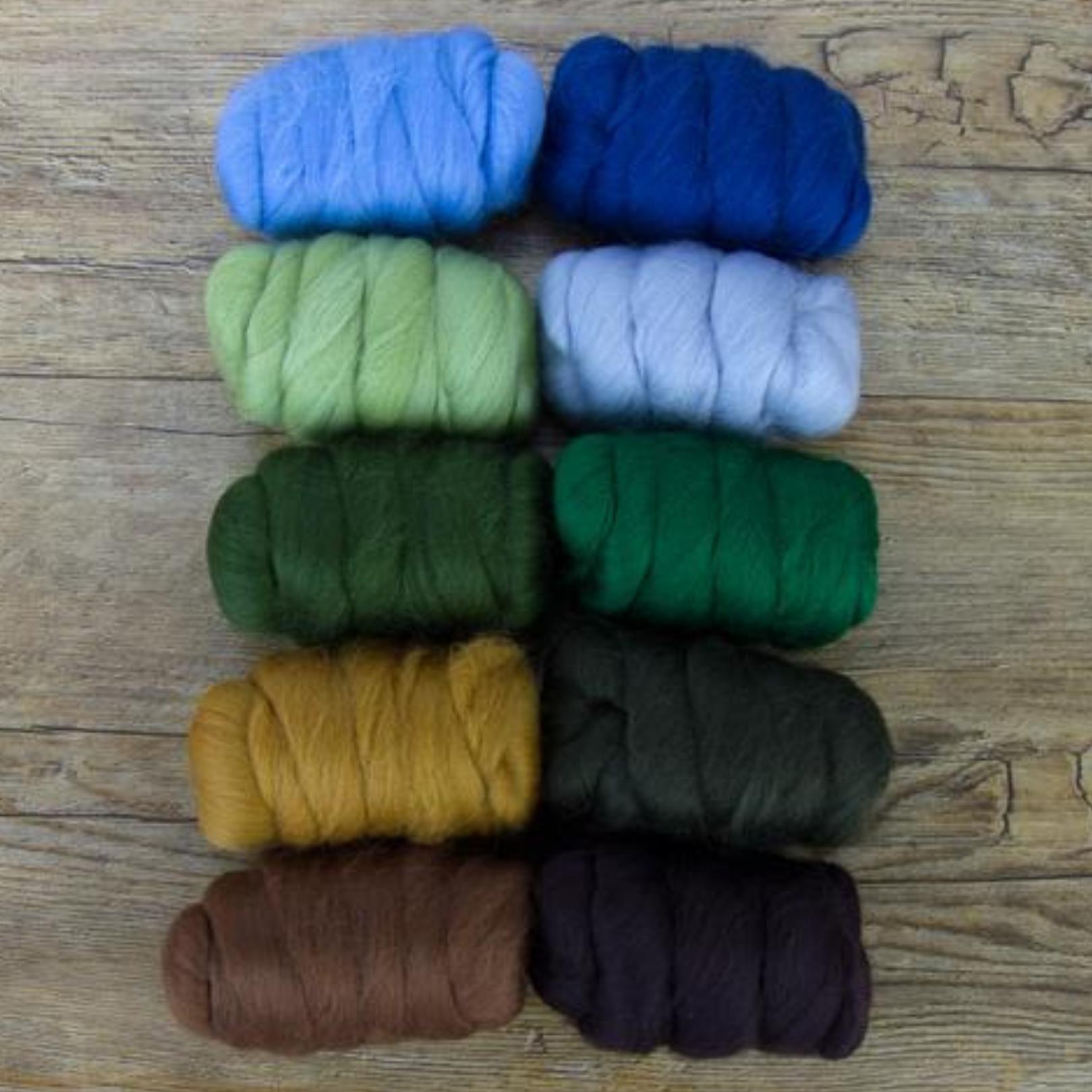 Mixed Merino Wool Variety Pack | Countryside Drive (Multicolored) 250 Grams, 23 Micron-Wool Roving-Revolution Fibers-Revolution Fibers