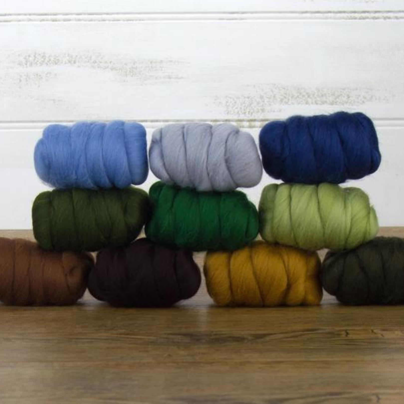 Mixed Merino Wool Variety Pack | Countryside Drive (Multicolored) 250 Grams, 23 Micron-Wool Roving-Revolution Fibers-Revolution Fibers