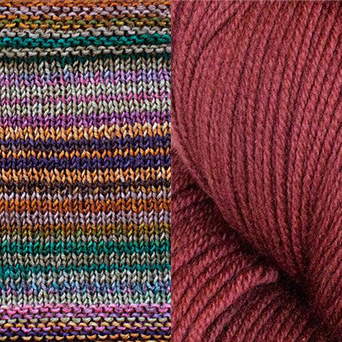 Synchronicity Shawl Kit | Yarn Art Using the Mosaic Knitting Technique-Knitting Kits-Urth Yarns-4019 + Black Grape-Revolution Fibers