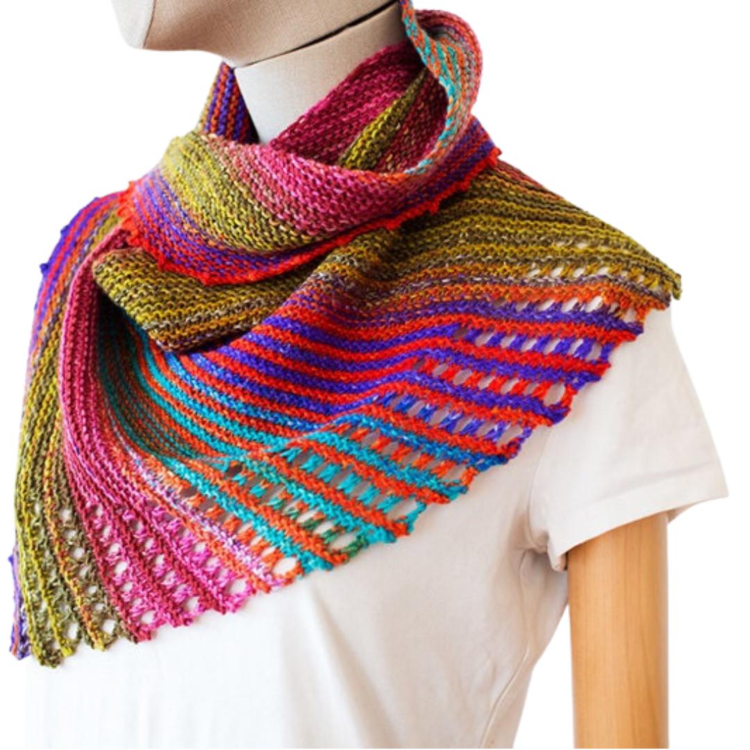 Anica Shawl Kit | Yarn Art Using Garter Stitch-Knitting Kits-Urth Yarns-Uneek Fingering 3001-Revolution Fibers