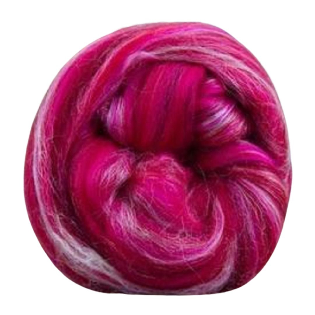 Constellation Range Roving (8 Ounces) | Tonal Blend of 70% Dyed Merino and 30% Fine Tussah Silk, 21 Micron-Wool Roving-Revolution Fibers-Aries Pink-Revolution Fibers