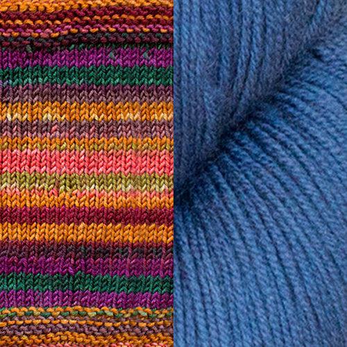 Austra's Boot Cuffs & Wrist Warmers | Fingering Weight-Knitting Kits-Urth Yarns-3008 + Indigo (sample colors)-Revolution Fibers