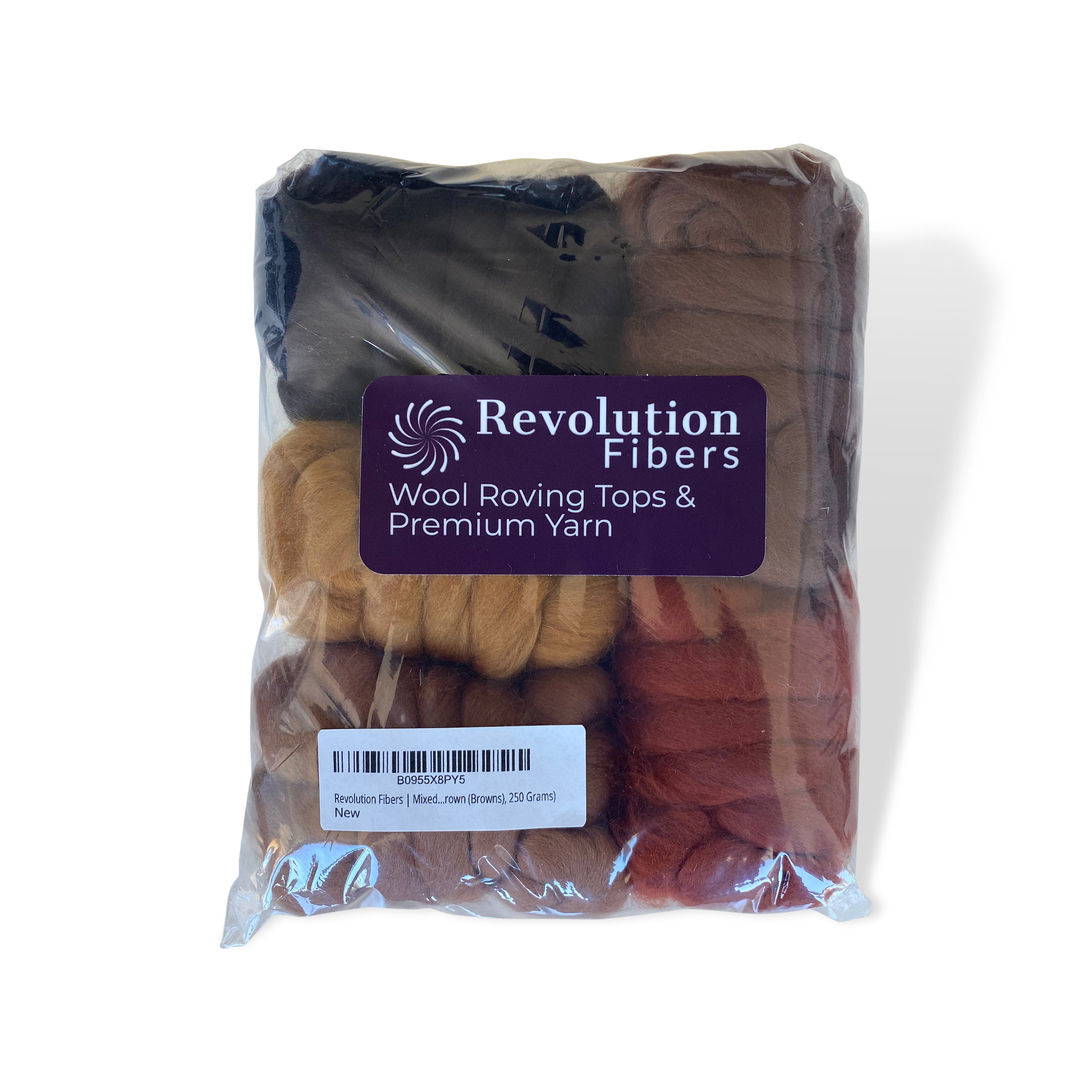 Mixed Merino Wool Variety Pack | Barky Brown (Browns) 250 Grams, 23 Micron-Wool Roving-Revolution Fibers-Revolution Fibers