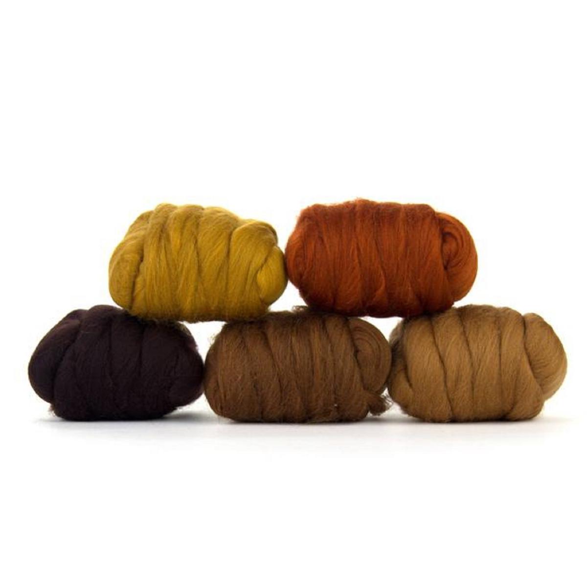 Merino Wool Roving Color Pack | Barky Browns | Revolution Fibers