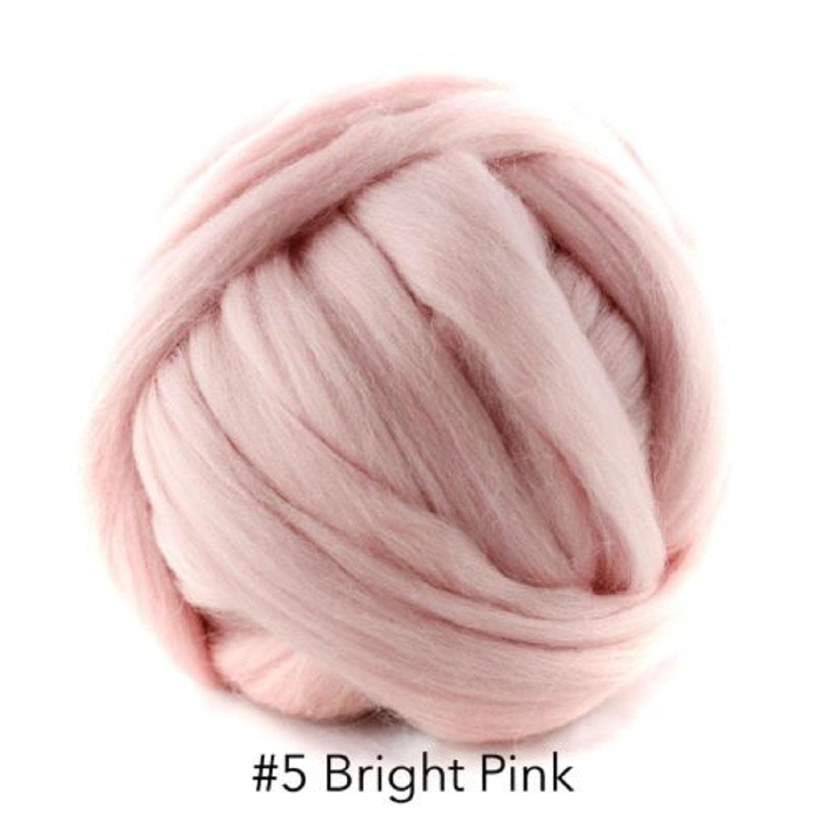 Polish Merino Wool Top - Bright Pink-Wool Roving-Kromski-8 Ounces-Revolution Fibers