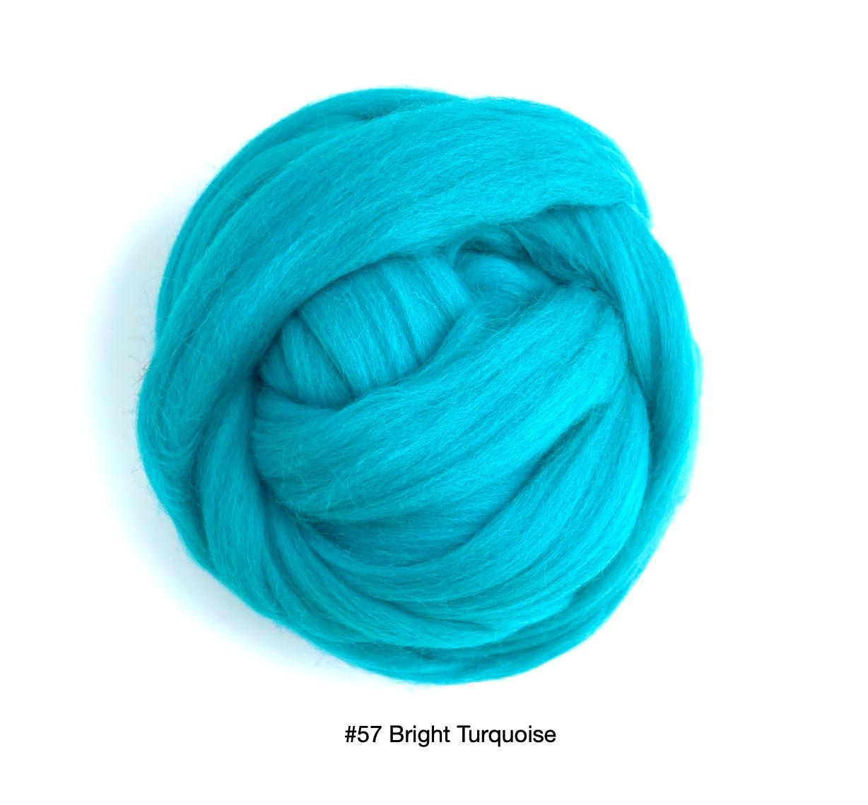 Polish Merino Wool Top - Bright Turquoise-Wool Roving-Kromski-8 Ounces-Revolution Fibers