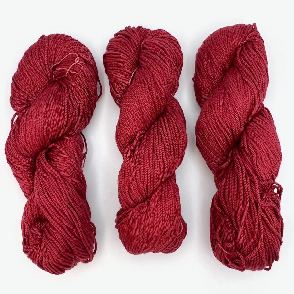 Hand Dyed Cotton Yarn Solid Colored | DK Weight 100 Grams, 200 Yards, 4 Ply-Yarn-Revolution Fibers-Burgundy-Revolution Fibers
