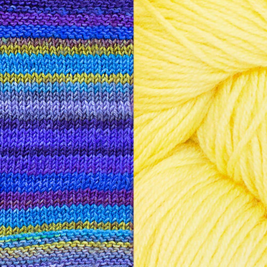 Butterfly Cowl Kit | An "Over The Head" Cowl Pattern with a Classic "V" Shape-Knitting Kits-Urth Yarns-3003 + Citrus (Marin's Choice)-Revolution Fibers