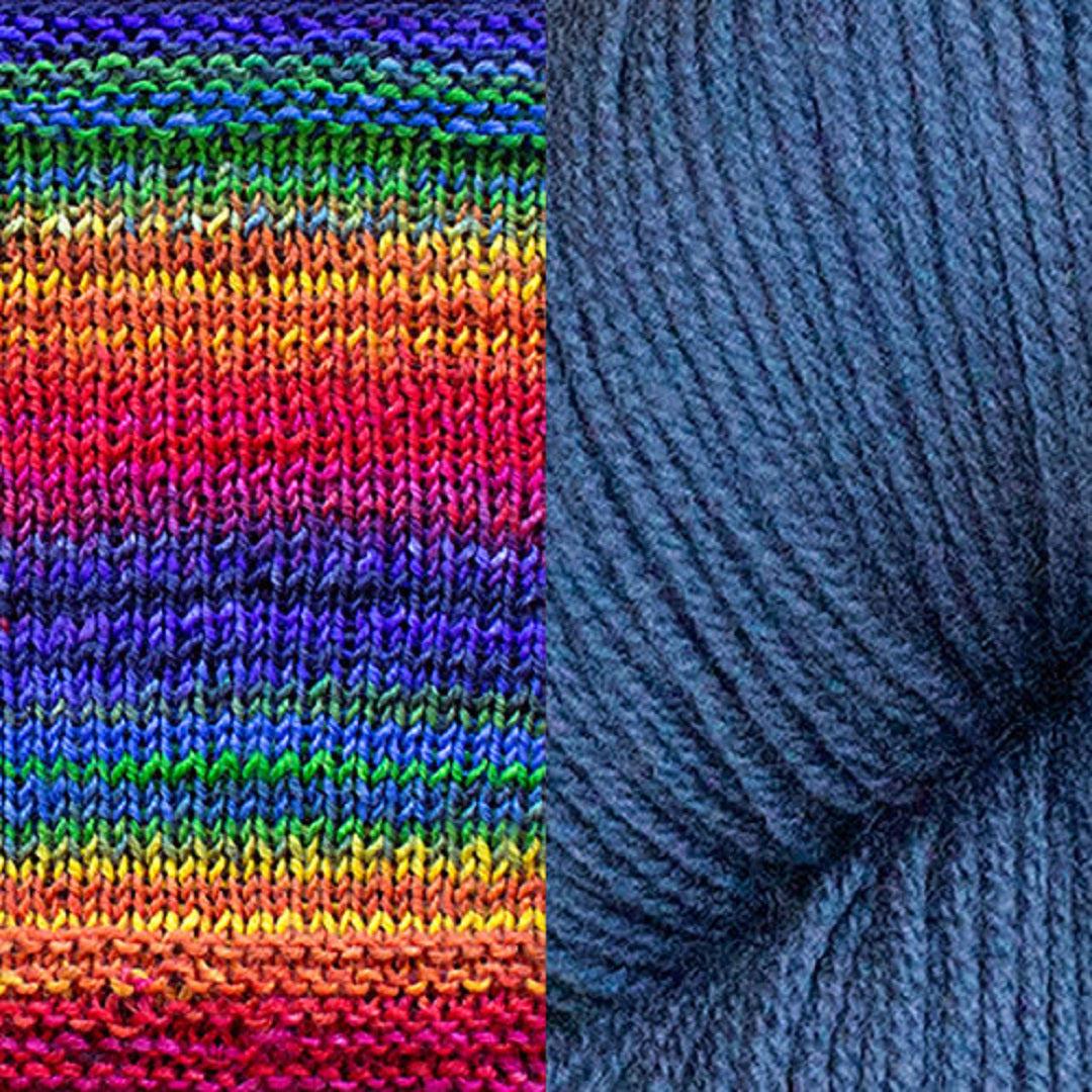 Butterfly Papillon Shawl Kit | Yarn Art Using Elegant Short Rows-Knitting Kits-Urth Yarns-3004 + Indigo-Revolution Fibers