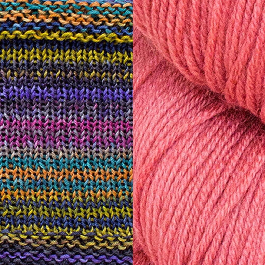 Butterfly Papillon Shawl Kit | Yarn Art Using Elegant Short Rows-Knitting Kits-Urth Yarns-3022 + Cranberry-Revolution Fibers