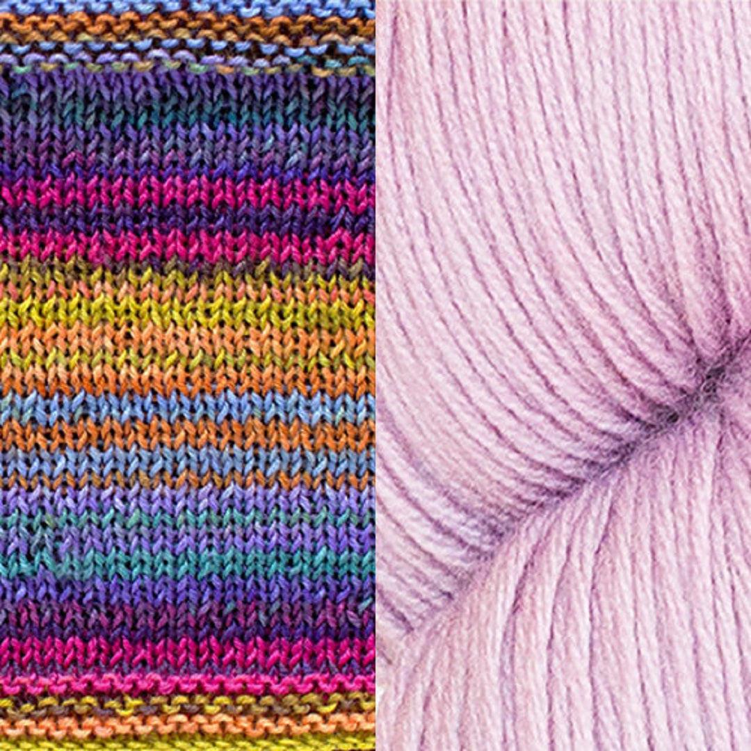 Butterfly Papillon Shawl Kit | Yarn Art Using Elegant Short Rows-Knitting Kits-Urth Yarns-3024 + Blueberry-Revolution Fibers