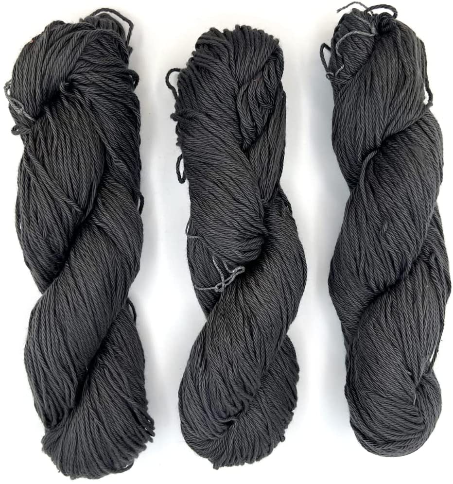 Hand Dyed Cotton Yarn Solid Colored | DK Weight 100 Grams, 200 Yards, 4 Ply-Yarn-Revolution Fibers-Charcoal-Revolution Fibers