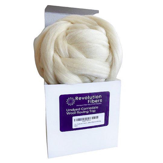 Corriedale Wool Roving Top (1 lb / 16 oz) | 28 Microns, Natural Undyed, Clean and Combed Wool-Wool Roving-Revolution Fibers-Revolution Fibers