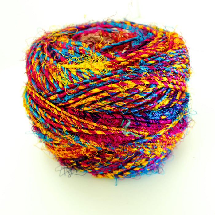 Revolution Fibers Multi-Color Recycled Sari Silk Yarn, Handspun Sari Fabric Scrap Yarn Cakes | 100 Grams per Ball-Yarn-Revolution Fibers-2-Pack-Revolution Fibers
