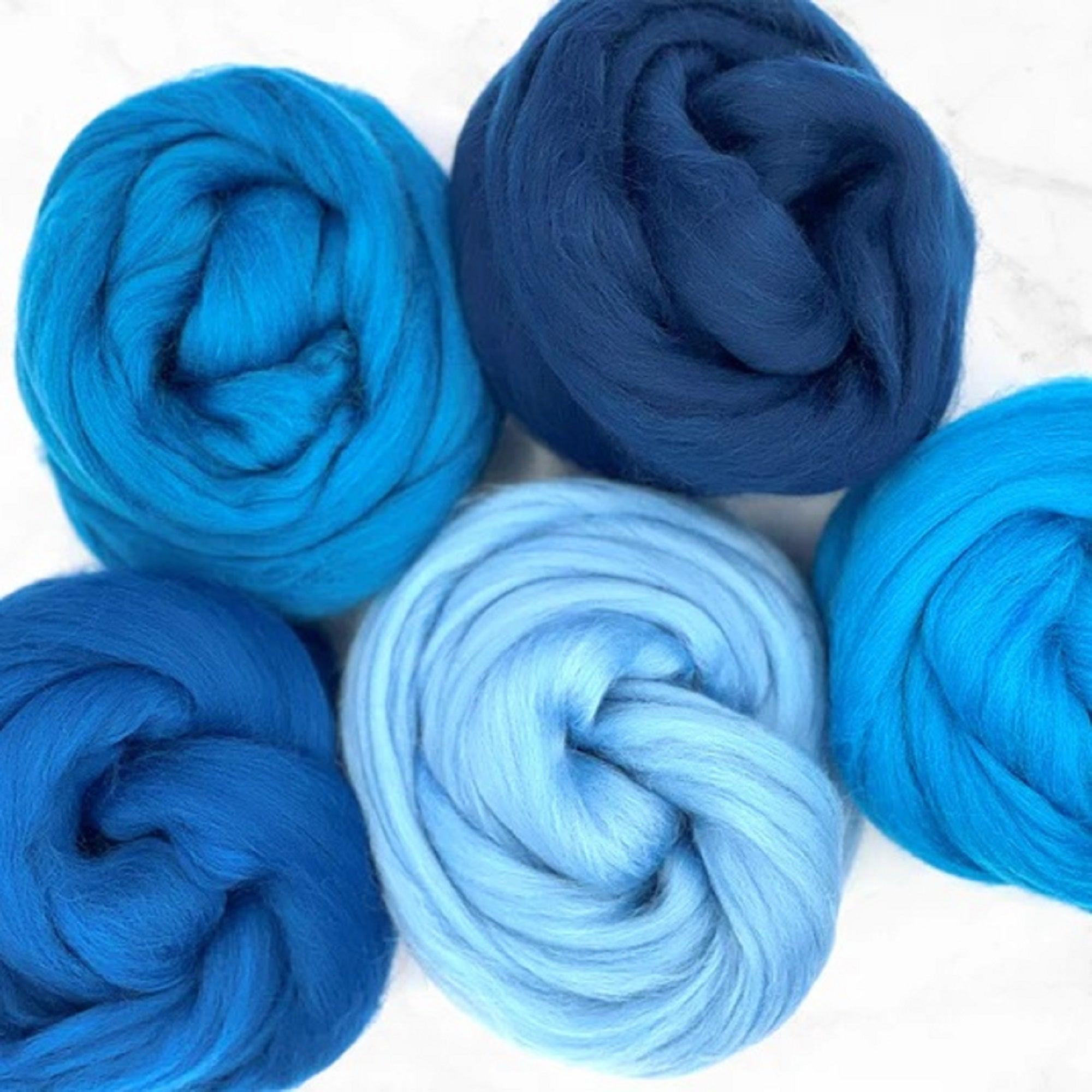 Mixed Merino Wool Variety Pack | Delta Blues (Blues) 250 Grams, 23 Micron-Wool Roving-Revolution Fibers-Revolution Fibers