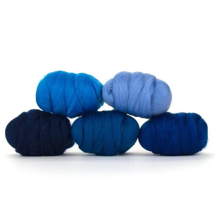 Mixed Merino Wool Variety Pack | Delta Blues (Blues) 250 Grams, 23 Micron-Wool Roving-Revolution Fibers-Revolution Fibers