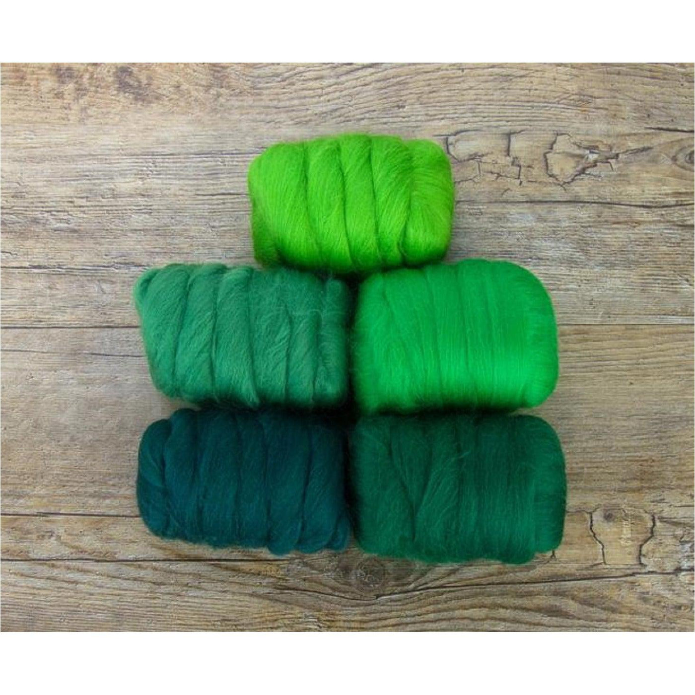 Mixed Merino Wool Variety Pack | Grand Green (Greens) 250 Grams, 23 Micron-Wool Roving-Revolution Fibers-Revolution Fibers