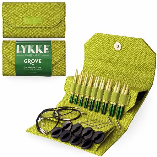 Grove 3.5 inch interchangeable needle set green basketweave - K-LYKKE-GR-35IC-SET-GRBW