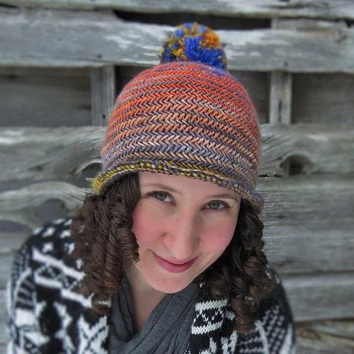 Herringbone Hat Pattern Uneek Harvest Worsted Revolution Fibers