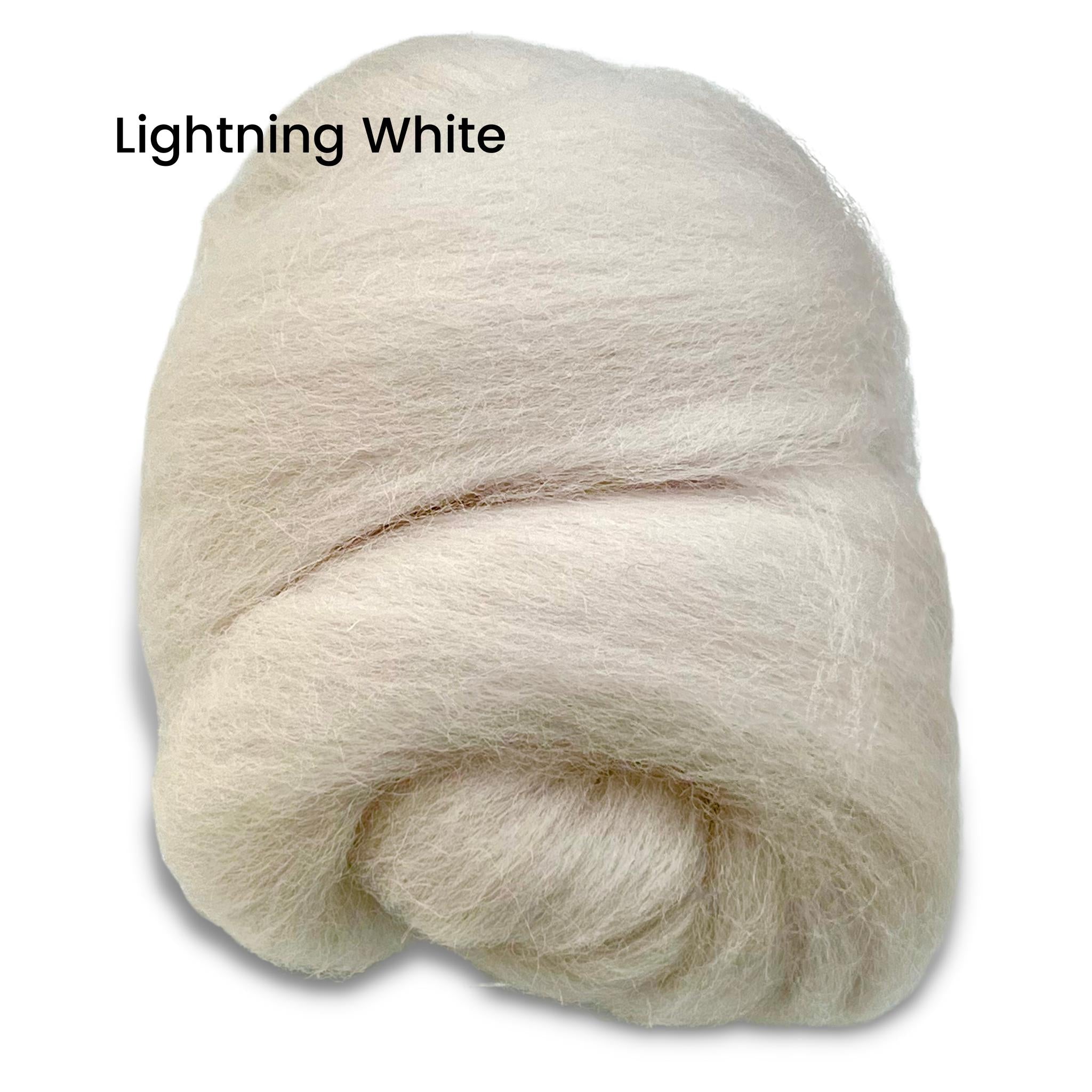 Lightning White Corriedale Wool Roving Top