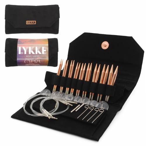 Lykke Cypra Copper 3.5 inch Interchangeable Needle Set - Black Vegan Suede