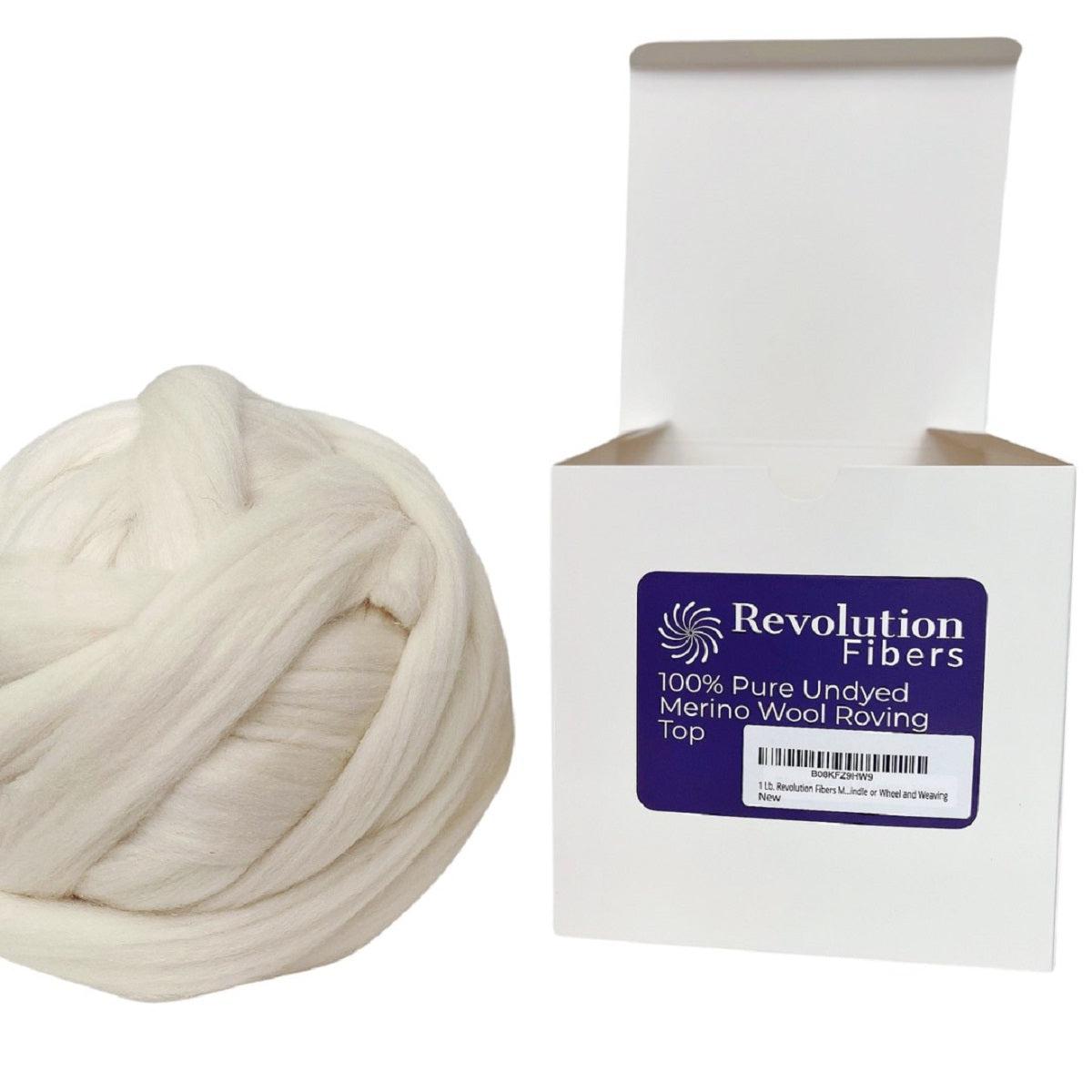 Merino Wool Roving Top (1 lb / 16 oz) | 25 Microns, Natural Undyed, Clean and Combed Wool-Wool Roving-Revolution Fibers-Revolution Fibers