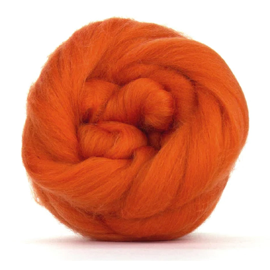 Revolution Fibers Solid Colored Merino Wool Tops | Premium 22 Micron, 64 Count Wool-Wool Roving-Revolution Fibers-Pumpkin-Revolution Fibers