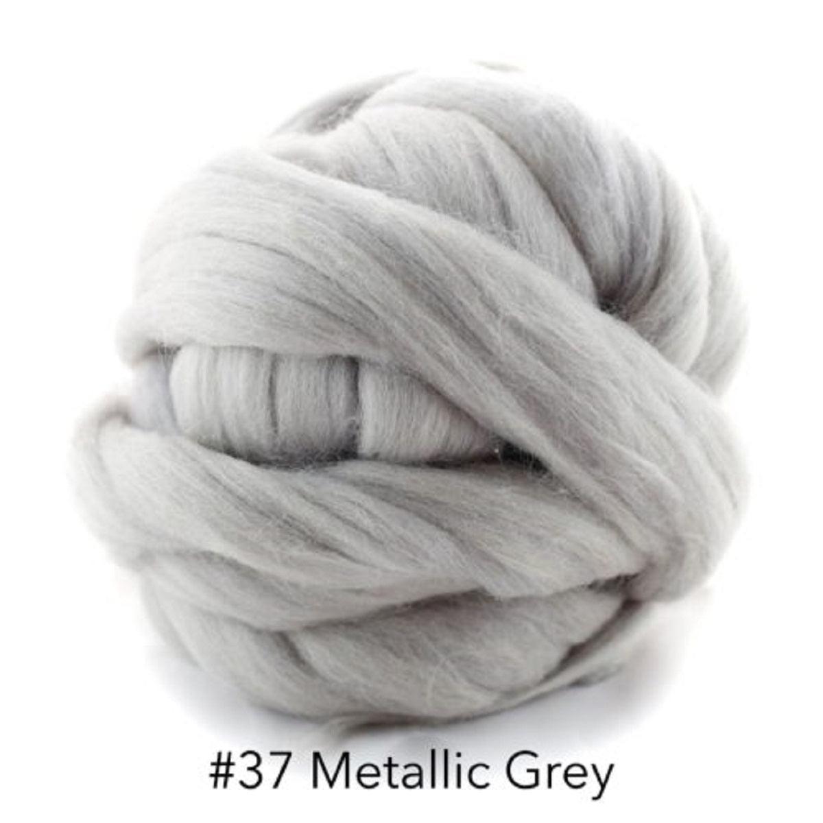 Polish Merino Wool Top - Metallic Gray-Wool Roving-Kromski-8 Ounces-Revolution Fibers