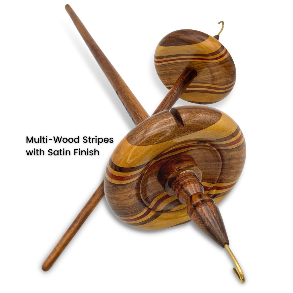Revolution Fibers Multi-Wood Stripes Drop Spindle