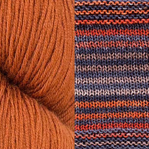 Myrsine Scarf Kit | Textile Art Using Self-Striping Yarn-Knitting Kits-Urth Yarns-Cinnamon + 3021-Revolution Fibers