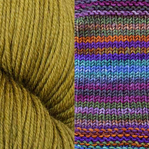 Myrsine Scarf Kit | Textile Art Using Self-Striping Yarn-Knitting Kits-Urth Yarns-Fig + 3020-Revolution Fibers