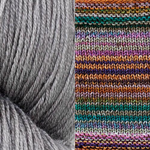 Myrsine Scarf Kit | Textile Art Using Self-Striping Yarn-Knitting Kits-Urth Yarns-Mint + 3019-Revolution Fibers
