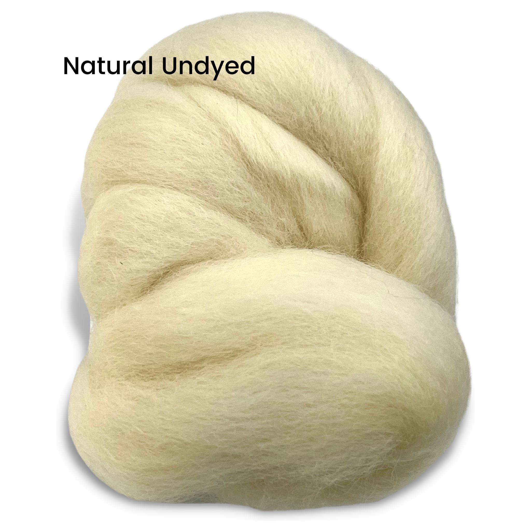 Natural Undyed White Corriedale Wool Roving Top