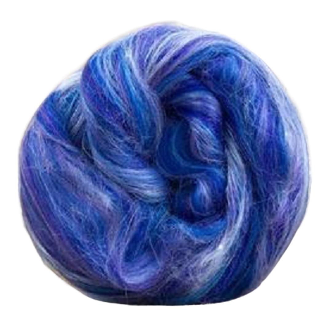 Constellation Range Roving (8 Ounces) | Tonal Blend of 70% Dyed Merino and 30% Fine Tussah Silk, 21 Micron-Wool Roving-Revolution Fibers-Phoenix Blue-Revolution Fibers