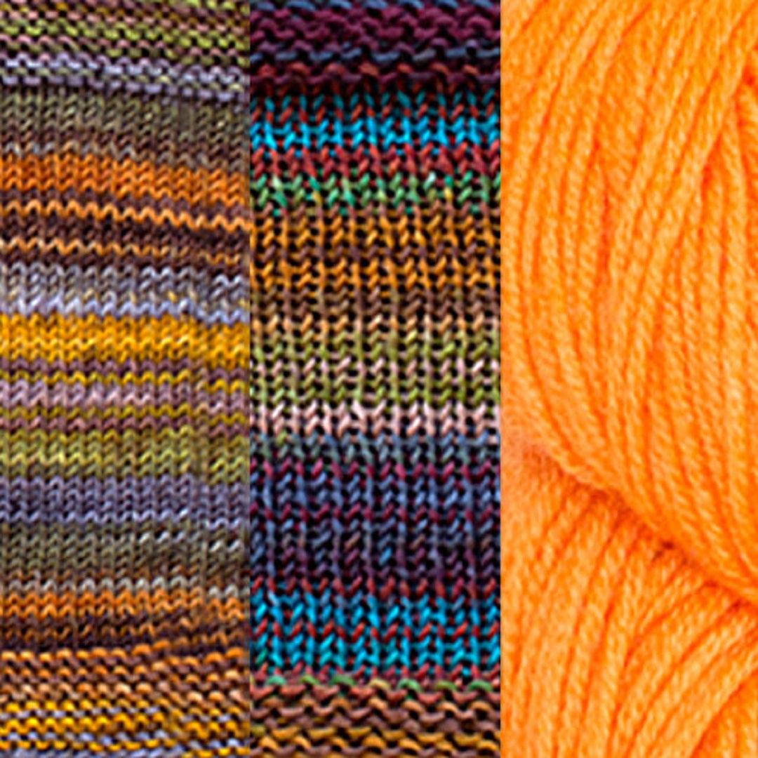 Positive Vibrations Shawl Kit | Yarn Art of Elegant Shapes and Colors-Knitting Kits-Urth Yarns-3001 + 3002 + Orange-Revolution Fibers
